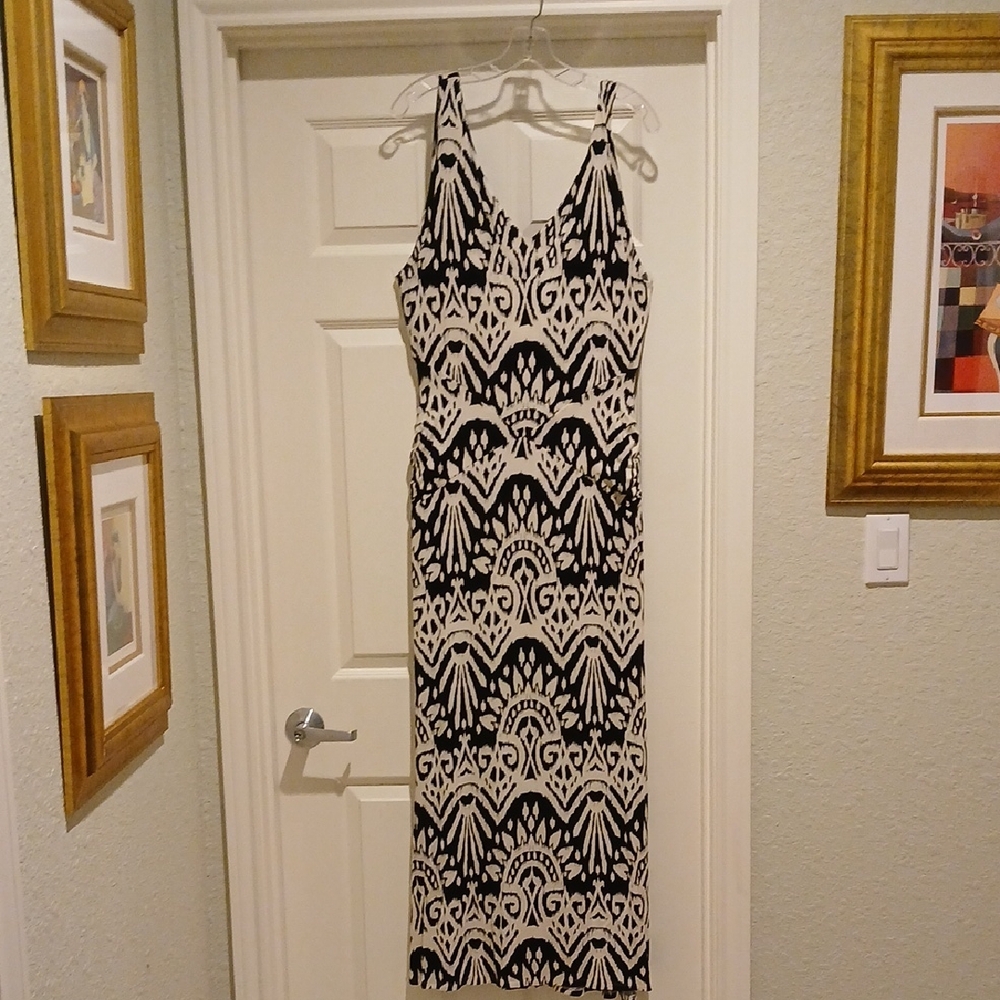 INC International Concepts Black and White Sleevless Slinky Maxi Dress XXL